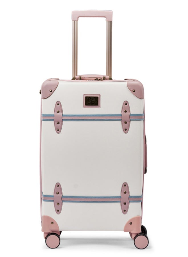LIMRA 4-Piece Premium PU Leather Luggage Set – Luxury Travel Spinner Suitcases with Cosmetic Bag – Sizes 28/24/20/13 Inch Beige / Pink Color - Image 5